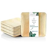Wiseware Palmblatt Teller - 25 Stück Einwegteller quadratisch 20 x 20 cm - biologisch abbaubares Palmblattgeschirr - kompostierbares Partygeschirr - Bio Einweggeschirr