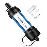 GOLDJU Wasserfilter Outdoor, Stufen 0,1-Mikron tragbare Wasserfilter Camping, 5000L Wasserreiniger Survival Ausrüstung für Wandern Camping Reisen und Notfall, Blau