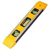 Wasserwaage 23 cm klein und magnetisch, für Profi und Heimwerker geeignet, Magnetwasserwaage mit drei Libellen, Wasserwaage Torpedo