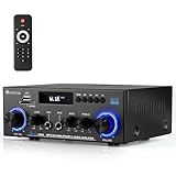 Romicta HiFi-Verstärker, Mini Bluetooth Stereo Audio Verstärker Receiver 12V/ 220V 800W 2 Kanäle Endverstärker Soundverstärker w/UKW-Radio, SD/USB-Karteneingang, für Zuhause oder Auto