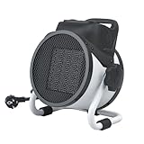 Bringer Keramik-Heizlüfter mit Thermostat - Elektroheizer mit PTC Heizelement - 3 Stufen, schnelle Wärme, effizient - für Baustelle, Werkstatt, Wohnung, Büro, Wohnwagen, Camping, Garage - 2000 Watt