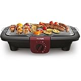 Tefal Easygrill Adjust Red Elektrogrill, 2300 Watt Tischgrill, 870 cm² Grillfläche, einfache Reinigung, Grillrost und Tropfschale spülmaschinenfest, vollständig zerlegbar, schwarz/burgunderrot, BG90E5