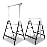 Jopassy Arbeitsbock 2er Set, Arbeitsböcke Höhenverstellbar Böcke Klappbar Tragkraft 200 kg, Metall Arbeitsböcke Gestelle Gerüstbock Höhenverstellbar 80-130 cm Unterstellbock klappböcke(Schwarz)