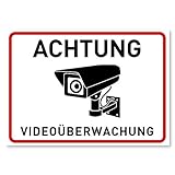 3 x Aufkleber Videoüberwachung - A6 (14,8 x 10,5 cm) - Schild - Hinweisschild - Warnschild - Achtung Videoüberwachung für Fenster und Türen - Warnhinweis für außen - V2
