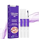 Zahnaufhellung Stift, Purple Teeth Whitening Pen 3 Stück, Schnelles Bleaching Zähne Anwendungen, Zähne Aufhellen Effektiv Flecken Entfernen, Zahnweiss Stift mit Minze Geschmack