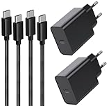 2Pack 45W USB C Ladegerät Handy Netzteile mit Ladekabel für Samsung Galaxy S23 Ultra/S23 Plus/S24/S22 Ultra/S22/S21 FE,Note 20,Z Fold 4 5/Z Filp,A25 5G,Tab S9 S7 S8,iPhone 15 Pro Max Schnellladegerät