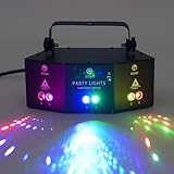 Fliuyr Discolight Partylicht,Remote 9 Augen RGB Laser LED Strobe Lampe,Intelligente Tonsteuerung,DMX Beam Show KTV Disco DJ Bühnenbeleuchtung für KTV Familientreffen Hochzeit Geburtstag Halloween
