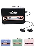 Walkman Kassettenspieler Modern in 4 Farben mit Kopfhörer und Auto Reversefunktion - Einzigartiges Design - Cassette Player - Kinder Kassetten Walkman - tragbare kassettenspieler (Schwarz)
