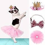 Ruiqas Hund Tutu Rock Fliege Krone Hut Set, Pet Birthday Party Supplies Hochzeit Rock Outfit Mädchen Pet Welpen Anzug Kostüm für kleine mittlere Hunde
