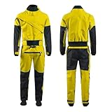 Neoprenanzüge Wasserdichter Trockenanzug Kajak for Herren, Atmungsaktives Material, Stoff, Surfen und Segeln, 3 Lagen(Gold,M)