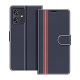 COODIO Handyhülle für Motorola Moto G54 Handy Hülle, Motorola Moto G14 Hülle Leder Handytasche für Motorola Moto G54 / G14 Klapphülle Tasche, Dunkel Blau/Rot