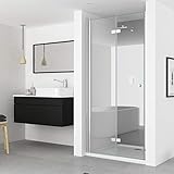 IMPTS 80cm Falttür Duschtür Duschkabine Nische Rahmenlos Duschwand Duschabtrennung 6mm ESG Sicherheitsglas 185cm,OHNE Duschwanne