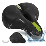 OSIGEI Fahrradsattel Bequem Weich Memory Foam Fahrrad Sattel Ergonomisch Fahrradzubehör Breit Fahrrad Sattel für Stadtfahrten, City MTB Fahrradsitz mit Werkzeug (Gelb)