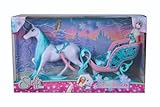 Simba 105733522 - Steffi Love Snow Dream, Märchenhafter Schlitten mit Pferd und Steffi als Eisprinzessin, L:50cm, Puppe 29cm, Für Kinder ab 3 Jahren geeignet