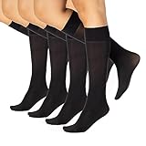 CALZITALY 4 Paar von Blickdichte Kniestrümpfe aus Mikrofaser für den Alltag | Schwarz, Blau | 40 DEN | Made in Italy (Einheitsgröße, Schwarz)