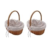 2er-Pack Rattan-Blumenkörbe mit Griff, gewebte Aufbewahrungsbehälter, Blumenmädchen-Körbe für Hochzeit, Heimdekoration, 26 x 28 x 20 cm