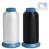 2er Set (Schwarz+Weiß) 5000m Stickgarn Unterfaden für Stickmaschinen und Nähmaschinen, Nylon Spulen, Hochfest und Anti-Statik, für DIY Stickerei und Näharbeiten