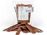 ROQSY Natur-Dörrfleisch 100% Ente Trockenfleisch für Hunde 100g Kauartikel auch für Welpen getreidefrei Jerky Kaufleisch Hundesnack Kaustreifen Leckerlies Kaustangen schonend getrocknet