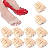 REKYO 10 Paar Baumwollsocken Toe Topper für Frauen Peep Toe Socken Vorfuß Socken Deckel eine halbe Handfläche Zehensocken für Pumpen und Erbsen Schuhe (Haut)