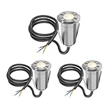 ledscom.de 3 Stück LED Bodeneinbauleuchte GLOX für außen, IP67, aluminium, rund, 35mm Ø, warmweiß, matt