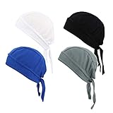 GUIFIER 4 Stück Sport Kopfbedeckung Bandana Schnell Trocknende Kopftuch Atmungsaktiv Schädelkappe Fahrradmütze unter Helm UV Schutz Stirnband Bandana Piratenhut Kappe Pirat Radfahren Bandana
