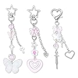 Ouligay 3 Stück Schlüsselanhänger Y2k Schlüsselanhänger Süß Schlüsselanhänger Aesthetic Süße Taschenanhänger Damen Y2k Accessoires Cute Keychain für Mädchen Frauen Schlüsselanhänger Tasche