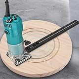 Router Kreisvorrichtung für Holzbearbeitung mit Basis, metrisch und für imperiale Maßstab-Fräsrillenhalterung, kompatibel mit Trimmmaschine, 440 x 90 x 120 mm, Aluminium (schwarz)