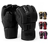 EVO Fitness MMA-Handschuhe, Martial Arts Handschuhe, Grappling Sparring für Herren, Muay Thai Käfig, Kampfsport, Damen, Rosa, UFC, Boxsack, Training (Schwarz, M)