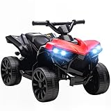 AIYAPLAY Kinder Quad Elektro 6V Kinderquad mit Vorwärts-, Rückwärtsfunktion, Musik, LED-Scheinwerfer, Kinderfahrzeug Elektro-Quad für Kinder von 3-8 Jahren Rot