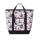 Violette isolierte Kühltasche, große Kühltasche, isoliert für Lebensmittel, isolierte Einkaufstaschen mit Reißverschluss oben, für Reisen, Picknick