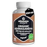 Ashwagandha Kapseln hochdosiert - KSM-66® - min. 5000mg reines Ashwagandha aus 500mg Extrakt (10-15:1), 5% Withanolide, 90 vegane Kapseln für 3 Monate mit Ashwagandha Wurzelextrakt, hoch bioverfügbar