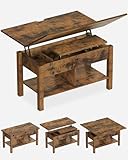 KIMENICH Couchtisch Höhenverstellbar, 3-in-1-Multifunktions-Wohnzimmertisch mit Versteckter Aufbewahrung, Kaffeetisch, Der Couchtisch lässt Sich in einen Esszimmertische für Wohnzimmer (Vintagebraun)