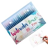 Pinselstifte für Zeichnen - Wasserfarben Pinselstifte Kalligraphie Set - Farbige Tuschepinsel mit gleichmäßigem Farbfluss für Künstler Schule Kalligraphie Anfänger Journal Kinder Reise Malen Erwachsen