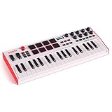 AKAI Professional MPK Mini Plus - 37-Tasten USB MIDI Keyboard Controller mit 8 RGB MPC Pads, Drehreglern und Musikproduktionssoftware für PC und Mac, Farbe Weiß