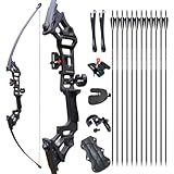 Tongtu Pfeil und Bogen Jagd Erwachsene 30-40 Lbs Recurvebogen Set AnfäNger mit 12 StüCk Mixed-Carbon Pfeile Longbow Kit für Die Jagdpraxis Outdoor-Sportarten（30 Lbs）