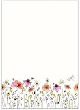 36 Recycling Blatt altmodisches Wildblumen Briefpapier / Vintage Design Papier DIN A4 Recycling. Ideal für Vintage-Einladungen und Briefe