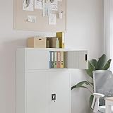 Festnight Aktenschrank abschließbar Werkzeugschrank aufbewahrungsschrank Spind Schrank Stahlschrank Mehrzweckschrank für Garage Büro Wohnzimmer-Hellgrau-90 x 40 x 40 cm