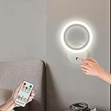 AoLa LED Akku Wandleuchte Innen Mit Schalter Wandlampe Rund mit Fernsteuerung 12W 3 Farben 3000K-4000K-6000K Nachttischlampe Wiederaufladbar Magnetisch Nachtlicht für Schlafzimmer Wohnzimmer (Weiß)