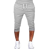 3/4-Shorts für Herren, lässiger Twill, elastisch, 3/4-Shorts, lockere Passform, mehrere Taschen, Caprihose, lange kurze Hose, Joggen, Laufen, Sport, Freizeit-Shorts, Sommer, Unterknie, Trainingsshorts