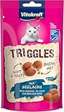 Vitakraft Triggles, Katzensnack, mit Seelachs, Mini-Häppchen zum Verwöhnen, ohne Zusatz von Zucker (1x 40g)