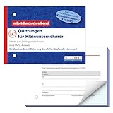 Nezyo Quittungsblock für Kleinunternehmer DIN A6 Gelocht 2 x 50 Blatt Selbstdurchschreibend Fortlaufend Nummeriert Eindeutige 7stellige Nummer Rechnungsblock mit Durchschlag(1 Stück, Horizontal)