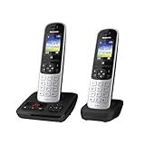 Panasonic KX-TGH722GS Schnurlostelefon Duo mit Anrufbeantworter (DECT Telefon, strahlungsarm, Farbdisplay, Anrufsperre, Freisprechen) schwarz