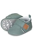 Sterntaler Baby Krabbelschuhe uni – Unisex Babyschuhe aus Canvas mit Jerseyfutter – Knöchelhohe Baby Schuhe mit rutschfester Sternensohle – Krabbelschuhe aus Baumwolle – Größe 22, Farbe steingrün