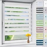 OUBO Doppelrollo Klemmfix ohne Bohren Weiß B40 x H140cm (Stoffbreite: 36cm), Duo Rollo für Fenster und Tür, Fensterrollo Sonnenschutz & Sichtschutz