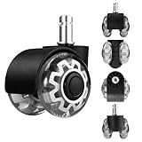 Bürostuhl Rollen 5er Set, Schreibtischstuhl rollen Größe 11×22 mm, Super Leise und Weiche für Hartböden, Rollen für Bürostühle für Parkett, Hartböden, Teppich, Fliesen, Grau, Stühle (Nicht für 1KEA)