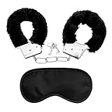1 Stück schwarze Plüsch-Polizeihandschellen mit 2 Schlüsseln, 1 Augenbinde, Bondage-Sex-Requisiten, Metallschmuckzubehör, geeignet für Partys, Rollenspiele, Bondage-Spiele