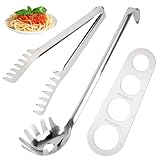3 Stück Spaghettilöffel Set Enthält Nudelzange, Nudelkelle und Spaghetti Portionierer, Spaghettizange mit Zähnen, Edelstahl Pastazange Geeignet zum Backen und Kochen von Nudeln