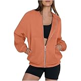 Gubsssl Damen Sportjacke Warme Winterjacke Einfarbig Sweatjacke Kleidung Casual Wollmantel Mantel Mode Wintermantel Freizeitjacke Elegante Outdoorjacke Teddyjacke Winter Fleecemantel Orange XXL