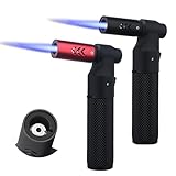 2 Stück Flambierbrenner, Küchenbrenner, Flambierbrenner Küche, Einstellbare Flamme Bunsenbrenner, Bunsenbrenner Küche, Nachfüllbar Creme Brulee Brenner Zum Kochen,Backen, Grillen,Camping,Schwarz Rot