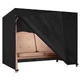 Dokon Hollywoodschaukel Abdeckung 3 Sitzer Wasserdicht Winterfest Winddicht UV-Beständiges Robustes Oxford-Gewebe Schutzhülle für Gartenschaukel, Schaukelbank (210x150x150cm) - Schwarz